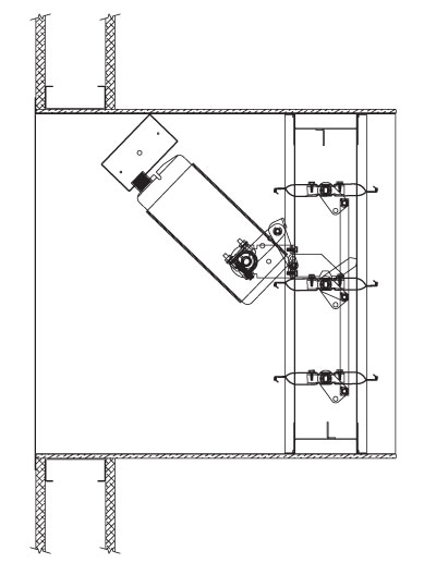 FIGURE 4. Combination fire/smoke damper installed outside of a rated barrier.